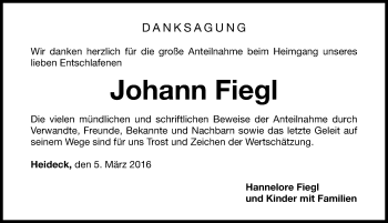 Traueranzeige von Johann Fiegl von Roth-Hilpoltsteiner Volkszeitung Lokal