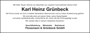 Traueranzeige von Karl-Heinz Grünbeck von Gesamtausgabe Nürnberger Nachrichten/ Nürnberger Ztg.