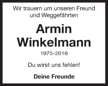 Traueranzeige von Armin Winkelmann von Erlanger Nachrichten/ Nordbayer. Nachrichten Forchheim