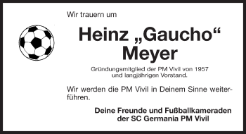 Traueranzeige von Heinz Meyer von Gesamtausgabe Nürnberger Nachrichten/ Nürnberger Ztg.