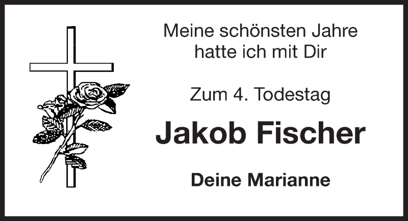  Traueranzeige für Jakob Fischer vom 09.04.2016 aus Nordbayerische Nachrichten Herzogenaurach Lokal