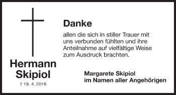 Traueranzeige von Hermann Skipiol von Gesamtausgabe Nürnberger Nachrichten/ Nürnberger Ztg.