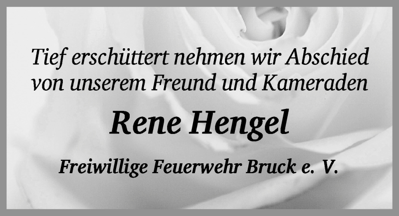  Traueranzeige für Rene Hengel vom 17.05.2016 aus Erlanger Nachrichten Lokal