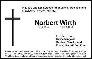 Traueranzeigen Von Norbert Wirth | Trauer.nn.de