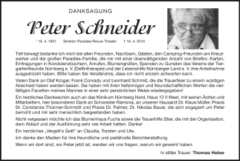 Traueranzeige von Peter Schneider von Gesamtausgabe Nürnberger Nachrichten/ Nürnberger Ztg.