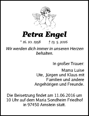 Traueranzeige von Petra Engel von Schwabach