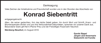 Traueranzeige von Konrad Siebentritt von Gesamtausgabe Nürnberger Nachrichten/ Nürnberger Ztg.