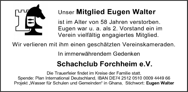  Traueranzeige für Eugen Walter vom 13.09.2016 aus Nordbayerische Nachrichten Forchheim Lokal