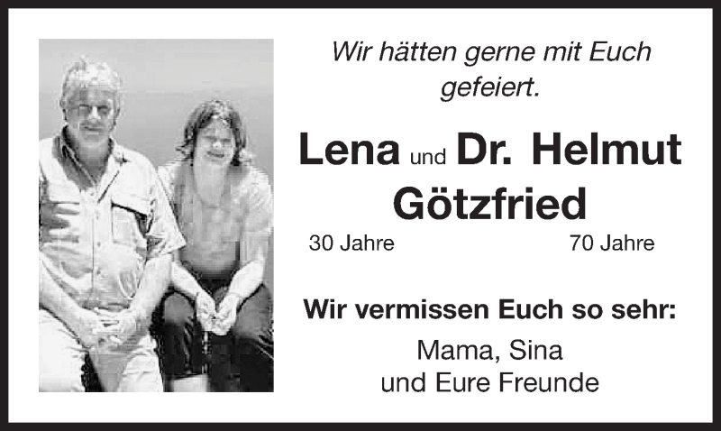  Traueranzeige für Lena Götzfried vom 20.09.2016 aus Erlanger Nachrichten Lokal