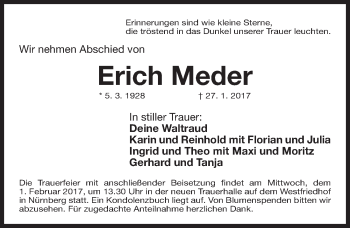 Traueranzeige von Erich Meder von Gesamtausgabe Nürnberger Nachrichten/ Nürnberger Ztg.