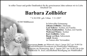 Traueranzeige von Barbara Zollhöfer von Neumarkter Nachrichten Lokal