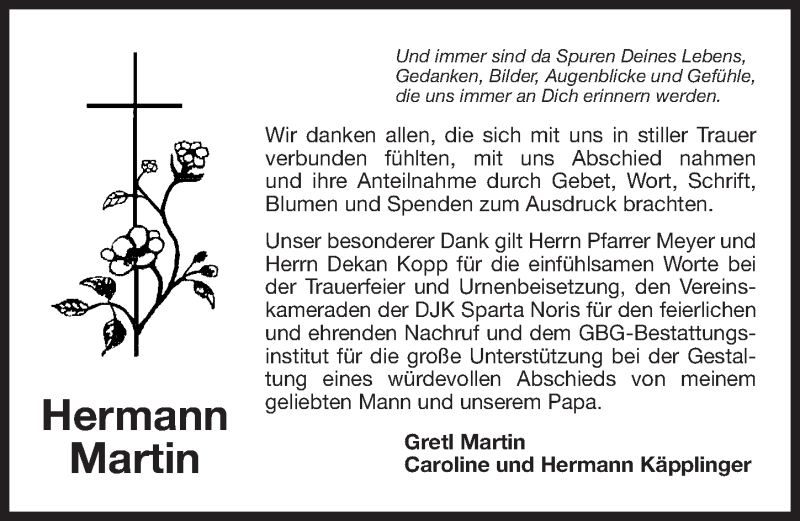 Traueranzeige für Hermann Martin vom 21.01.2017 aus Gesamtausgabe Nürnberger Nachrichten/ Nürnberger Ztg.