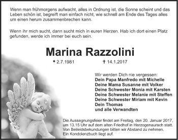Traueranzeige von Marina Razzolini von Nordbayerische Nachrichten Herzogenaurach Lokal