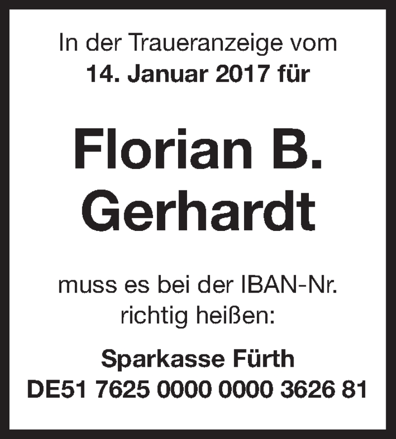 Traueranzeigen Von Florian B. Gerhardt | Trauer.nn.de