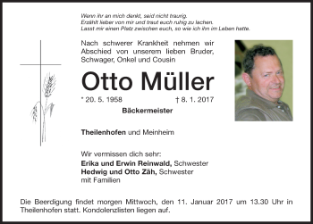 Traueranzeige von Otto Müller von Altmühl-Bote Lokal