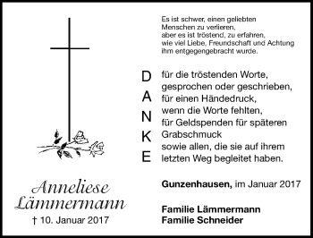 Traueranzeige von Anneliese Lämmermann von Altmühl-Bote Lokal