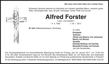 Traueranzeige von Alfred Forster von Altmühl-Bote Lokal