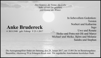 Traueranzeige von Anke Brudereck von Erlanger Nachrichten Lokal