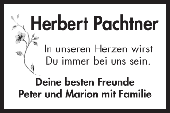 Traueranzeige von Herbert Pachtner von Gesamtausgabe Nürnberger Nachrichten/ Nürnberger Ztg.