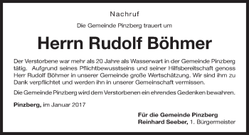 Traueranzeige von Rudolf Böhmer von Nordbayerische Nachrichten Forchheim Lokal