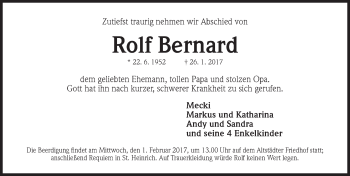 Traueranzeige von Rolf Bernard von Erlanger Nachrichten Lokal