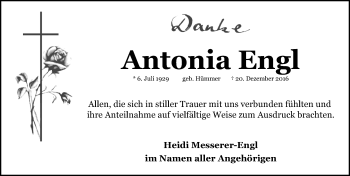 Traueranzeige von Antonia Engl von Fürther Nachrichten Lokal