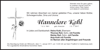 Traueranzeige von Hannelore Kohl von Fürther Nachrichten Lokal
