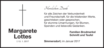 Traueranzeige von Margarete Lottes von Nordbayerische Nachrichten Herzogenaurach Lokal