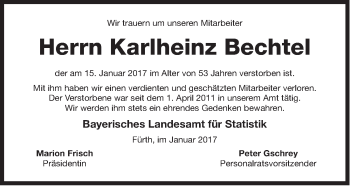 Traueranzeige von Karlheinz Bechtel von Gesamtausgabe Nürnberger Nachrichten/ Nürnberger Ztg.
