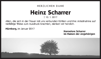 Traueranzeige von Heinz Scharrer von Gesamtausgabe Nürnberger Nachrichten/ Nürnberger Ztg.