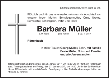 Traueranzeige von Barbara Müller von Nordbayerische Nachrichten Herzogenaurach Lokal