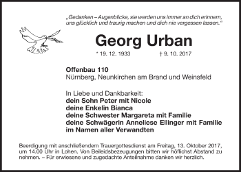 Traueranzeige von Georg Urban von Roth-Hilpoltsteiner Volkszeitung Lokal