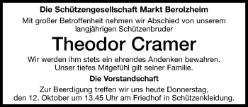 Traueranzeige von Theodor Cramer von Altmühl-Bote Lokal