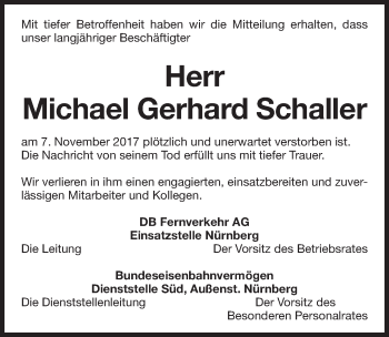 Traueranzeige von Michael Schaller von Fürther Nachrichten Lokal