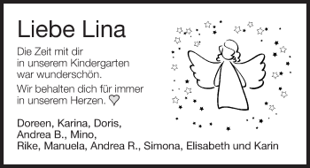 Traueranzeige von Lina  von Gesamtausgabe Nürnberger Nachrichten/ Nürnberger Ztg.
