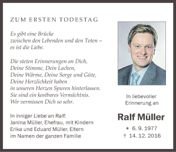 Traueranzeige von Ralf Müller von Neumarkter Nachrichten Lokal
