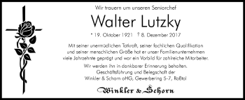 Traueranzeige von Walter Lutzky von Gesamtausgabe Nürnberger Nachrichten/ Nürnberger Ztg.