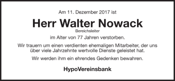 Traueranzeige von Walter Nowack von Gesamtausgabe Nürnberger Nachrichten/ Nürnberger Ztg.