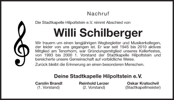 Traueranzeige von Willibald Schilberger von Roth-Hilpoltsteiner Volkszeitung Lokal