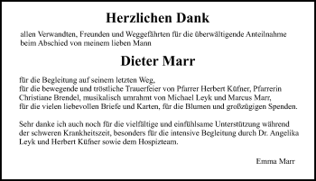 Traueranzeige von Dieter Marr von Erlanger Nachrichten Lokal