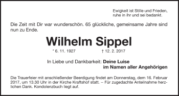 Traueranzeige von Wilhelm Sippel von Gesamtausgabe Nürnberger Nachrichten/ Nürnberger Ztg.
