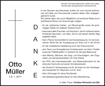 Traueranzeige von Otto Müller von Altmühl-Bote Lokal