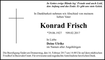 Traueranzeige von Konrad Frisch von Erlanger Nachrichten Lokal