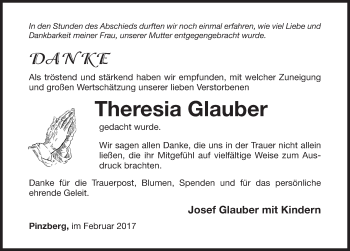 Traueranzeige von Theresia Glauber von Nordbayerische Nachrichten Forchheim Lokal