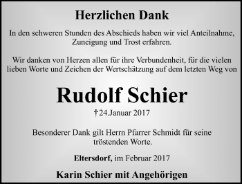 Traueranzeige von Rudolf Schier von Erlanger Nachrichten Lokal