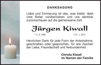 Traueranzeige von Jürgen Kiwall von Roth-Hilpoltsteiner Volkszeitung Lokal