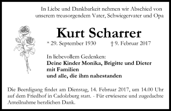 Traueranzeige von Kurt Scharrer von Fürther Nachrichten Lokal