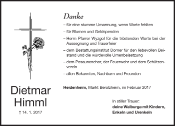 Traueranzeige von Dietmar Himml von Altmühl-Bote Lokal
