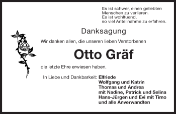 Traueranzeige von Otto Gräf von Fürther Nachrichten Lokal
