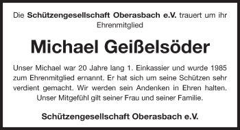 Traueranzeige von Michael Geißelsöder von Fürther Nachrichten Lokal
